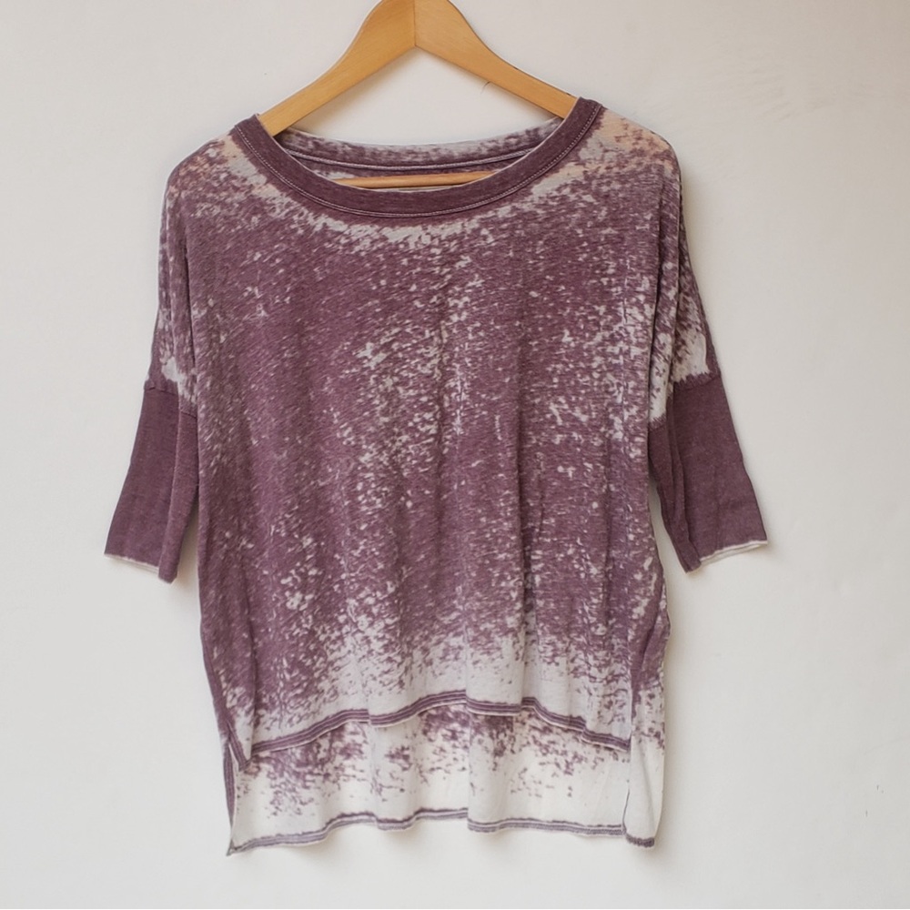 Chic Purple and White Short Sleeve Women's Top